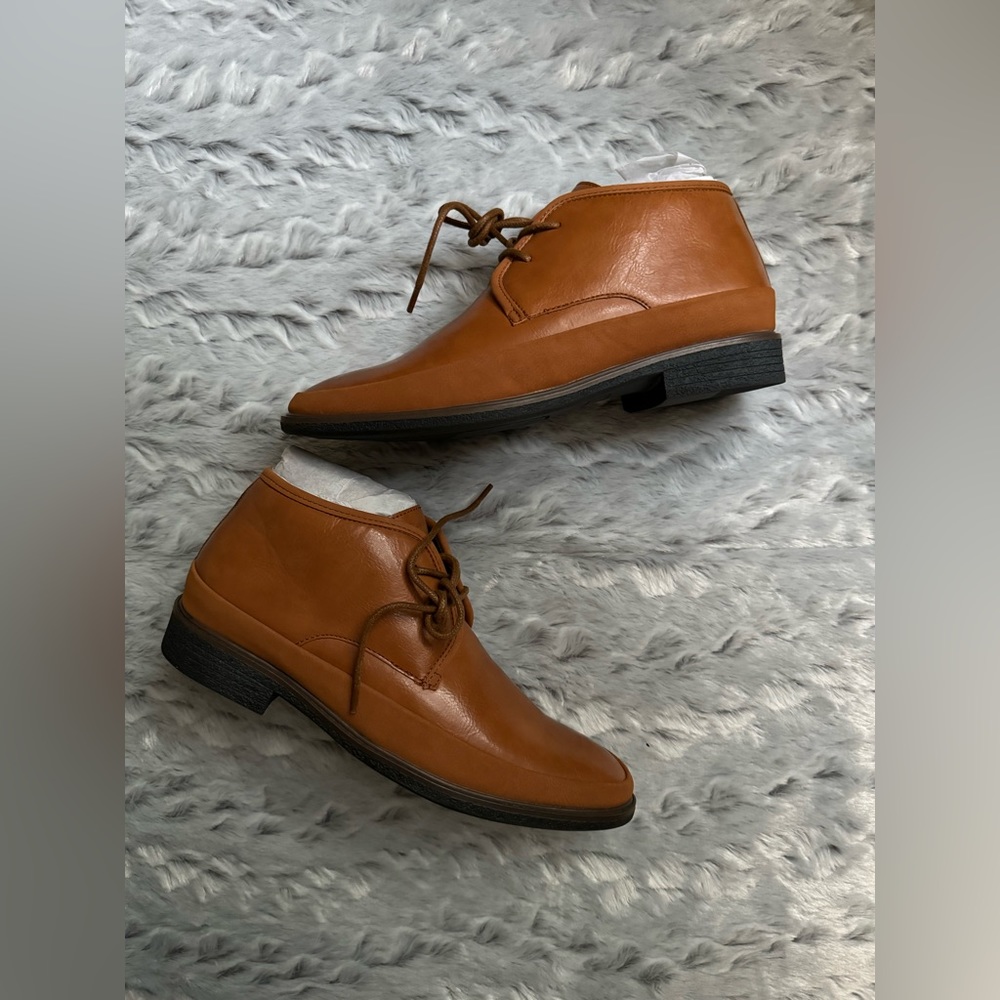 Mens brown leather chukka boots alfani